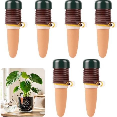 Lot de 6 Arrosage Stakes Automatique Système d'Arrosage, rouge,Piquets d'arrosage pour plantes d'intérieur, Irrigation par Égouttement Automatique de Plante Libération Lente pour Jardin (1/5)