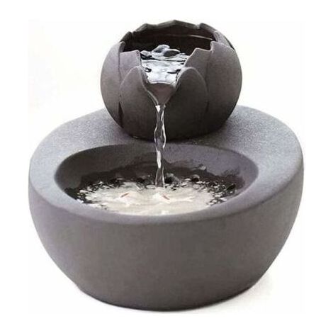 Fontaine à eau en céramique avec fleur de lotus verticale et filtre automatique – idéale pour les chats et autres animaux de compagnie – noire (1/4)