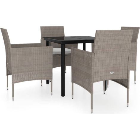 Ensemble à manger de jardin coussins 5 pcs,Salon de jardin Beige/noir CFW95953 (1/5)