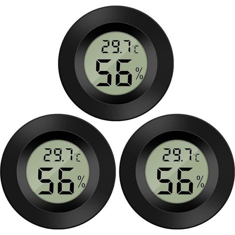 3er-Pack digitales LCD-Hygrometer-Thermometer zur Feuchtigkeitsmessung für Luftbefeuchter, Luftentfeuchter, Gewächshäuser, Keller und Babyzimmer (1/4)
