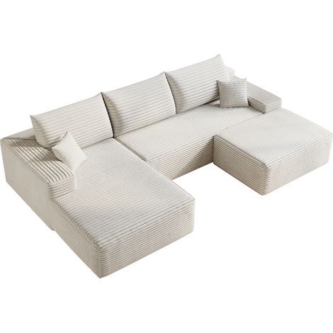 Modulares Ecksofa Ohne Montage, Hochelastischer Schaum, Stoff, Weiß (1/5)