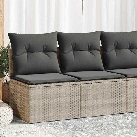 Set sofás jardín y cojines 2 pzas ratán sintético acacia gris vidaXL