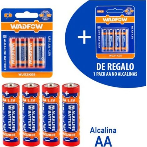 Piles alcalines WADFOW LR6 AA 1,5 V 2900 mAh en aluminium