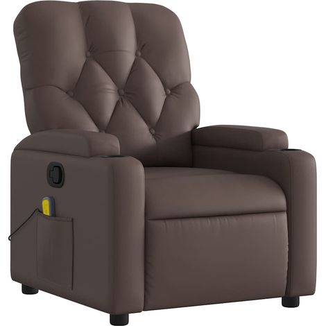 Poltrona relax TV con funzione massaggio, reclinabile, 6 punti massaggio in PVC marrone DEC027000