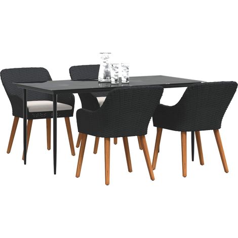 Maison Exclusive - Set da Pranzo per Giardino 5 pz Nero polyrattan (1/4)