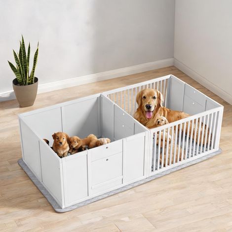 Barrière pour chien weiß en kiefernholz MDF 166 x 80 x 50 cm (1/5)