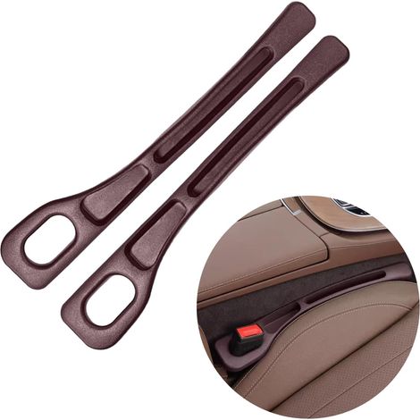 2-teiliger Autositz-Lückenfüller, strapazierfähiges PVC, universell, Fahrzeugaufbewahrung, braun (1/5)