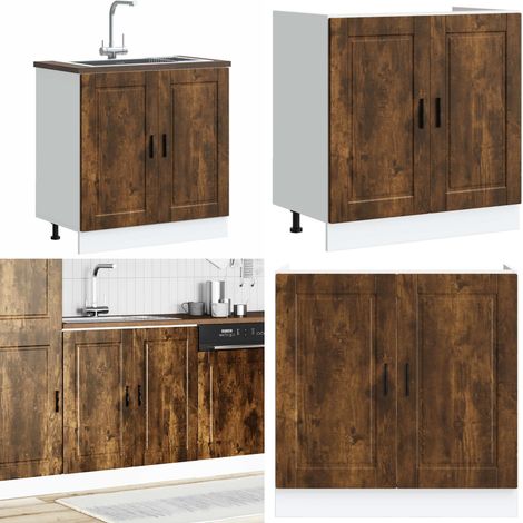 vidaXL Meuble bas pour évier Porto chêne fumé bois ingénierie (1/5)