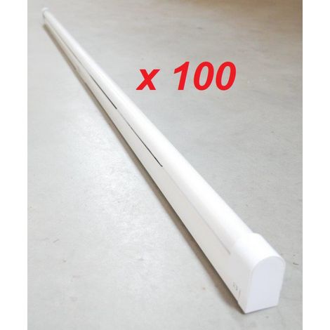 Lot de 100 reglettes fluo 1x58W blanche 1500mm avec tube neutre 4000K et ballast 230V intérieur IP20 PROTEC LLAGON158 (1/5)
