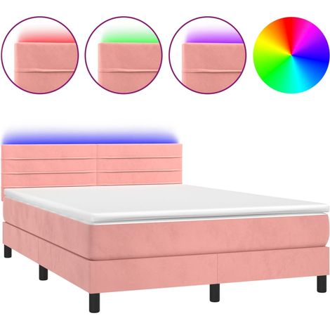 Maison Exclusive - Boxspringbett mit Matratze & LED Rosa 140x190