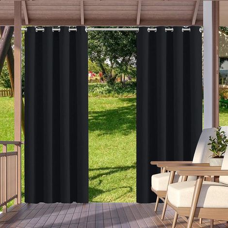 Rideau d'extérieur imperméable 132 x 213 cm – Tissu PU/EVA – Protection anti-UV et coupe-vent – Pour patios et pergolas – Lot de 2 (1/5)