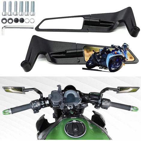 Rétroviseurs Latéraux Moto pour MT 07, MT07,MT 09, MT09 SP, MT 10, MT10 SP Rétroviseurs Moto Furtifs Réglables,Miroirs Moto Stealth Winglet Kit (1/5)