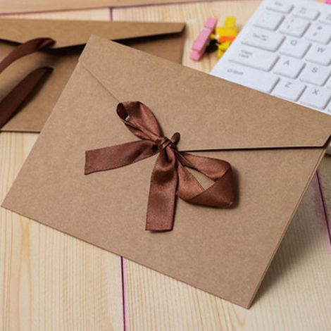 Enveloppes à nœud cadeau vintage - 16 pièces, accessoire de fabrication maison pour emballage et décoration de cadeaux (1/4)