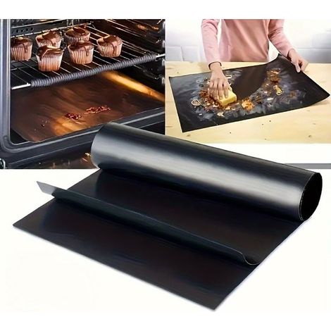 Tapis de barbecue noir résistant aux hautes températures, 33cm40cm0,2 mm, 2 pièces, tapis/papier de barbecue antiadhésif. (1/5)
