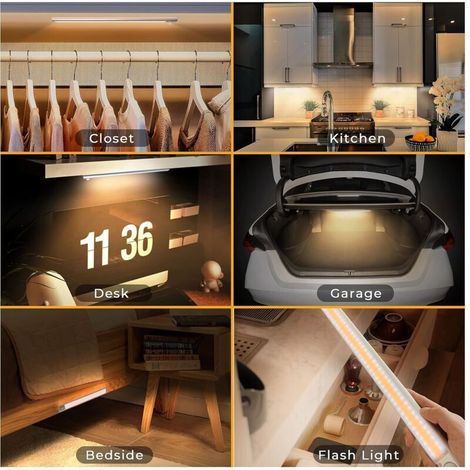 Luce LED wireless sottopensile con sensore di movimento – 160 LED, 40 cm, 2 pezzi, ricaricabile tramite USB, per cucina, armadi e scale