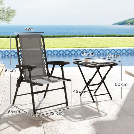 Ensemble bistro en acier 3 pièces, mobilier de jardin résistant aux intempéries avec table bistro pliante, porte-gobelets et chaises de jardin, gris foncé (1/5)