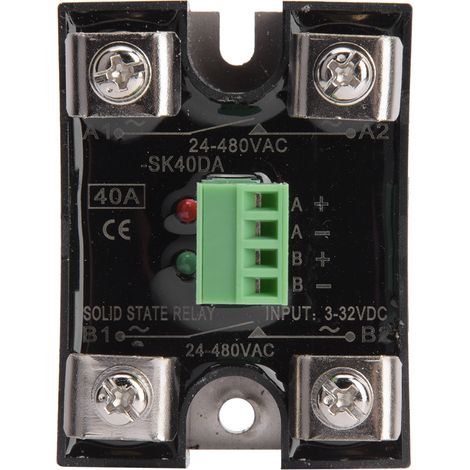TARSHYRY Zweikanal-Halbleiterrelais, DC/AC-Steuermodul, 24-480 VAC Ausgang, Einphasen-10-A-SSR für industrielle Automatisierung und elektrische Systeme (40A (BERM-SK40DA))