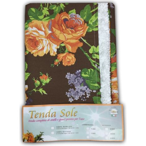 TENDA Sole da ESTERNO Giardino BALCONE Fiore MARRONE Confezionata Cm. 140x250