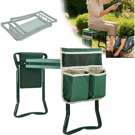 Chaise de jardin portable pliable, Ses tubes en acier renforcé assurent une excellente stabilité et empêchent tout glissement. Indispensable pour le jardinage et l'entretien de la pelouse. (1/5)