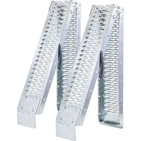 Rampes de chargement pliables - Acier renforcé - Lot de 2 - Galavanisées - Poids max 440 Kg - Largeur : 22cm - Long : 190cm (1/5)