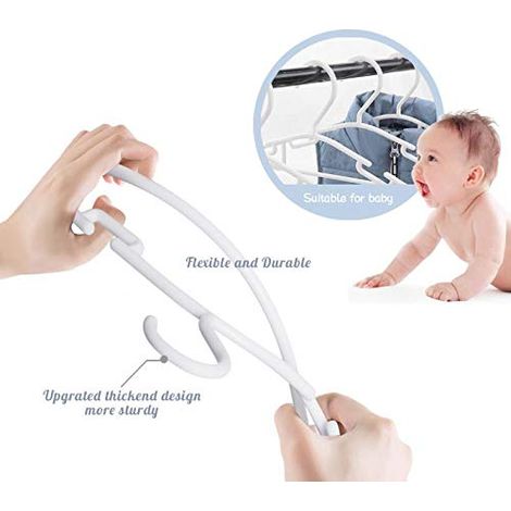 Lot de 10 cintres pour vêtements pour enfants, cintres pour bébé, cintres en plastique, cintres de rangement pour penderie, placard, longueur de vêtements (1/4)