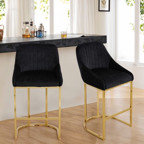 Set of 2 Upholstered Bar Stools (1/3)