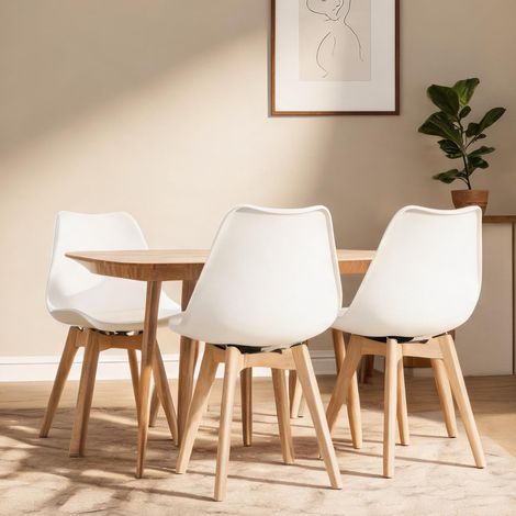 Fauteuil de salle à manger en simili cuir blanc rotatif 360° (1/5)