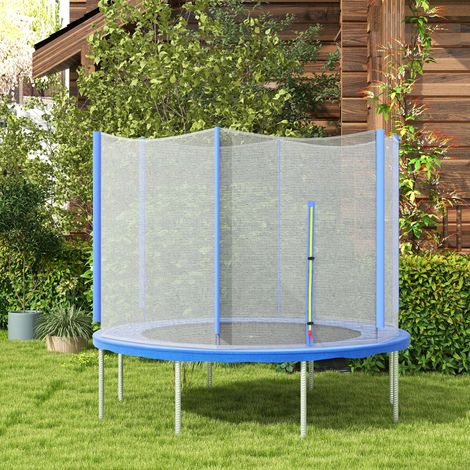 Rete per trampolino rotonda Ø244 cm per uso esterno con protezione anti-UV e porta con cerniera per 6 pali dritti - Blu