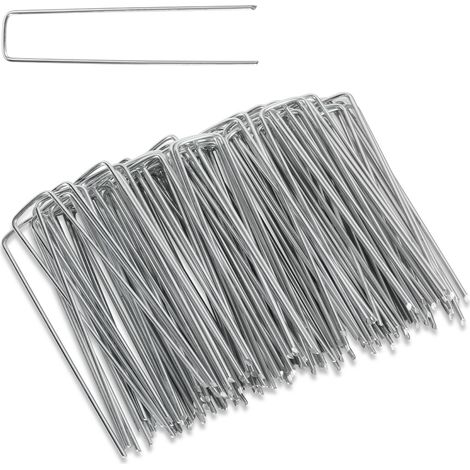 SWANEW Set 500 picchetti in acciaio zincato. picchetti di fissaggio Ø2.8mm 150x25mm. per telone antialga (1/5)