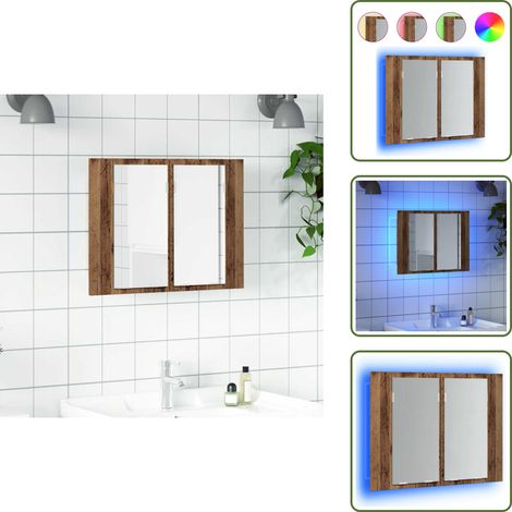The Living Store LED-Spiegelschrank Altholz-Optik 60x12x45 cm Holzwerkstoff - Spiegelschrank (1/5)