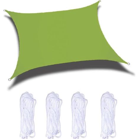 Voile d'ombrage rectangulaire anti-pluie, protection UV, élégant pare-soleil d'extérieur, adapté au camping en plein air, cour, jardin, vert, 2 × 3 M (1/5)
