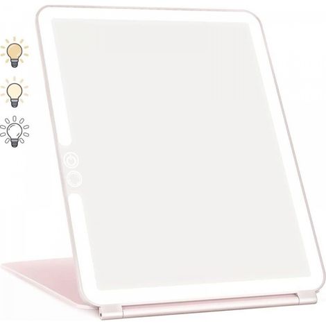Ineasicer Miroir Maquillage, Miroir Maquillage Lumineux avec 72 Lumières LED, 2000mAh USB Rechargeable Miroir LED, Écran Tactile Miroir de Voyage (Rose) (1/5)