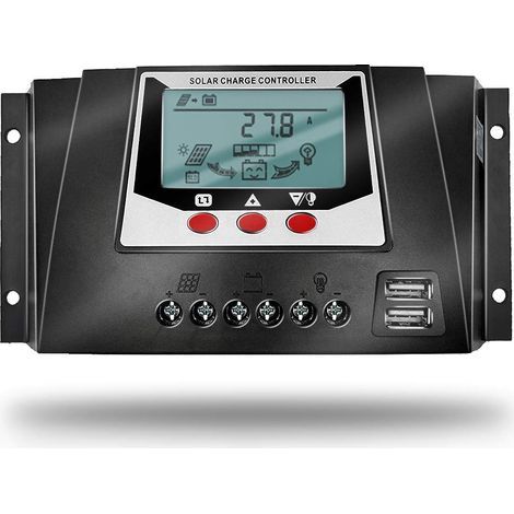 Controlador de carga solar AIDUCHO 30A 12V/24V con identificación automática inteligente y pantalla LCD para baterías de paneles solares - WP3024D (1/5)