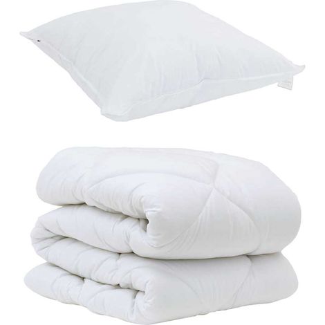 Duvet avec Oreiller avec oreiller 2 pcs,Couette Blanc Microfibre CFW56486 (1/5)