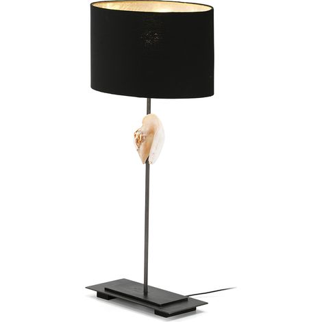 Lampe de table 30x13x53 perle/métal avec abat-jour noir (1/3)