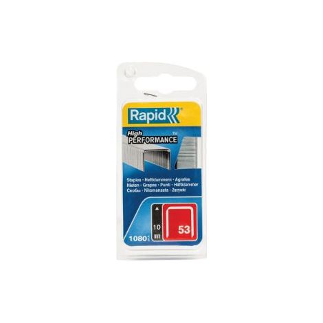 RAPID - Agrafes en fil fin, n°53/10mm - Blister 1080 - Fixation textile, étiquette, décoration, bois tendre - (40109504)