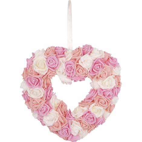 Guirlande De Coeurs - En Tissu Soyeux - Pour Porte D'Entrée Ou Décoration De Fête - Idéale Pour La Saint-Valentin - 1 Pièce (1/3)