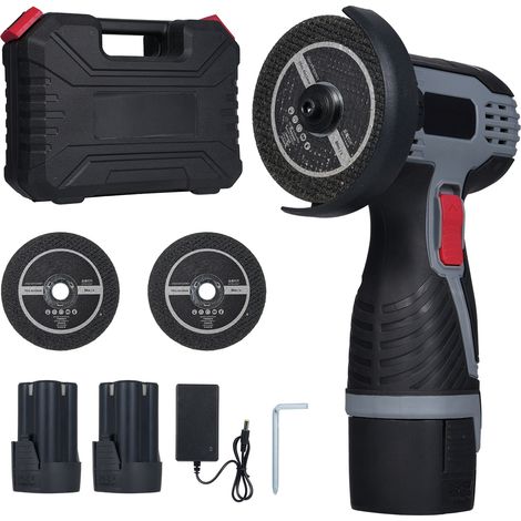 Meuleuse d'angle sans fil 28 000 tr/min, mini-meuleuse d'angle avec batterie 16,8 V 2 x 1 500 mAh, lames de coupe et affichage numérique LED pour la découpe de briques et de bois polis. (1/5)
