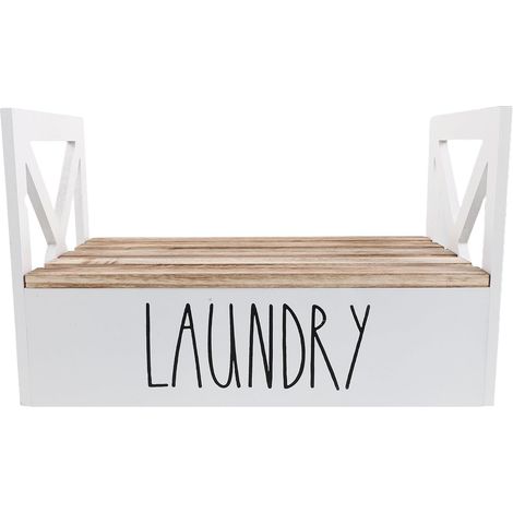 Distributeur de Lessive en Bois Blanc pour Bouteilles de Lessive Liquide, Construction en Bois Massif, Prévention des Glissements et Basculements, pour Salle de Bain ou Buanderie (1/5)