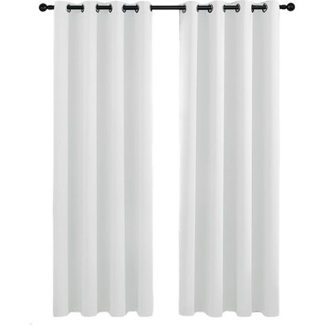 Tende oscuranti Adam a due pannelli, lunghe 213 cm, con anelli, colore avorio tinta unita, per soggiorno o camera da letto (1/5)