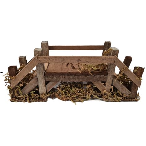 Ponte in legno decorazione per villaggio di Natale e presepe (1/2)