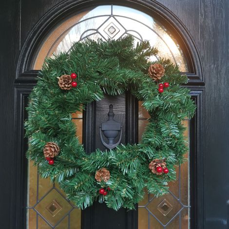 50cm Premier Christmas Wreath With Festive Berry and Cones (1/5)