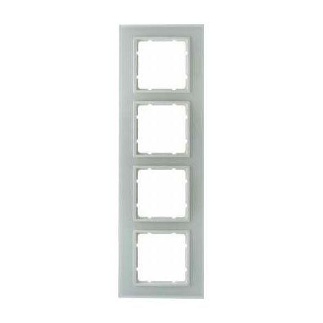 Marco 4 elementos Berker By Hager B7 10146909 Cristal blanco brillo