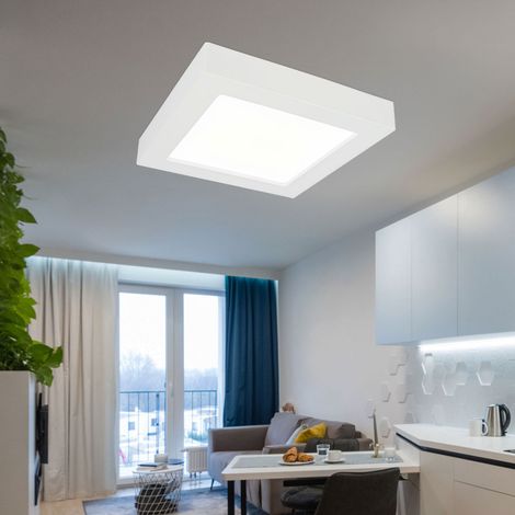 Aufbaupanel Deckenleuchte Deckenlampe Flurleuchte Wohnzimmerlampe, dimmbar CCT Tageslicht, weiß, LED 16W 1250Lm warmweiß-kaltweiß, LxBxH 17,2x17,2x3,5cm