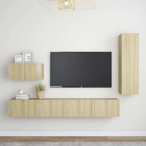 vidaXL 4 Piece TV Cabinet Set Sonoma Oak Engineered Wood (1/5)