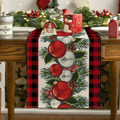 Camino de mesa navideño - Camino de mesa con muñeco de nieve Decoración de mesa, Camino de mesa, Decoración navideña, Estilo 4, 33233cm. (1/5)