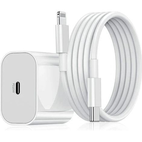 【BEMS】Compatible avec iPhone, chargeur rapide 20 W, adaptateur secteur USB-C avec câble de charge de 2 m - Blanc (1 adaptateur + 1 câble C) (1/4)
