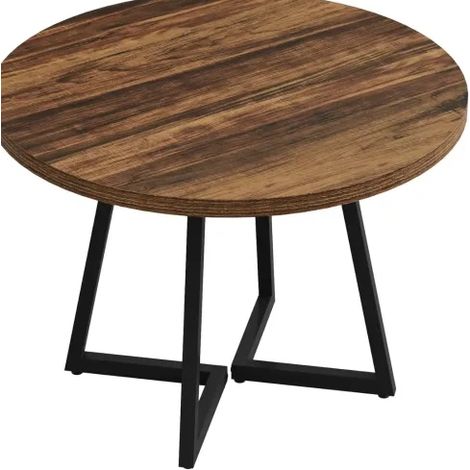 Runder Esstisch Industrial 80 x 80 x 75 cm MDF und Metall Schwarz Rustikal Braun (1/5)
