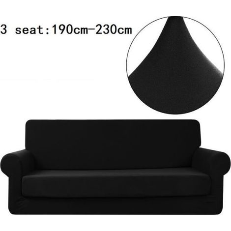 Housse De Canapé - 3 Places - Polyester - Noir - Pour Canapé 190 À 240 Cm - 1 Pièce (1/4)