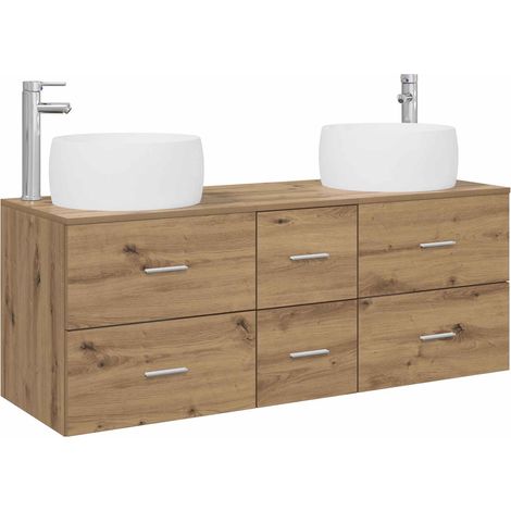 Bathroom Furniture Set 3 pcs Artisan Oak 49.5 x 44.5 x 66 cm vidaXL (1/5)